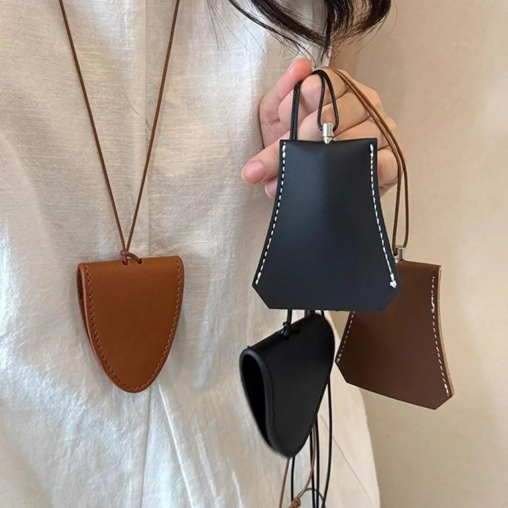 Unisex Leather Eyeglasses Storage Bag Pendant Durable Multifunction Glasses Clip Storage Hanging Rope Simple Hanging Neck Pouch