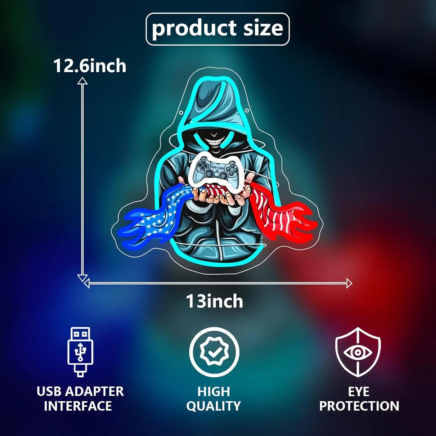 Gamer Neon Sign USB Powered LED Neon Light for Party Gaming Room Bar Bedroom Aesthetic Decortion Birthday Gift Art Wall Lights