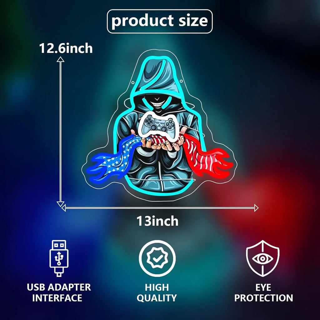 Gamer Neon Sign USB Powered LED Neon Light for Party Gaming Room Bar Bedroom Aesthetic Decortion Birthday Gift Art Wall Lights