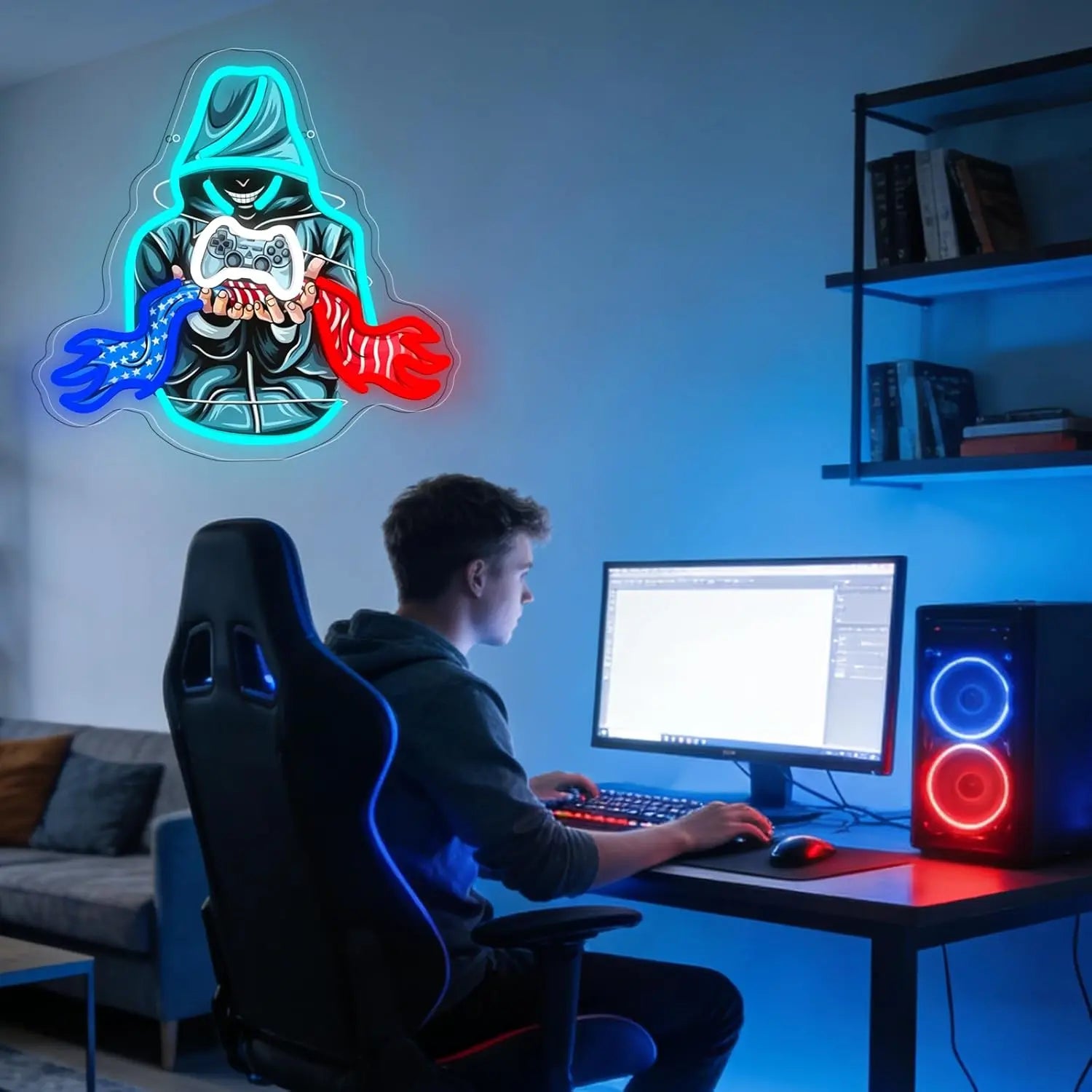 Gamer Neon Sign USB Powered LED Neon Light for Party Gaming Room Bar Bedroom Aesthetic Decortion Birthday Gift Art Wall Lights