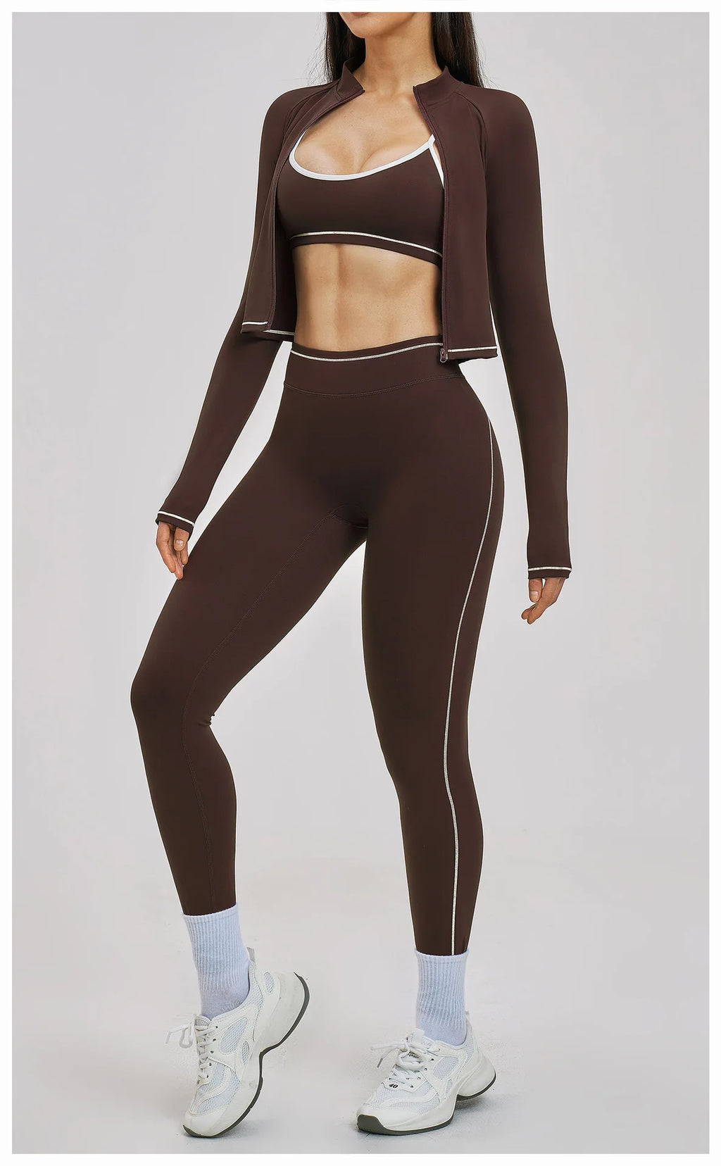 3PCS Yoga Suit Women Tracksuit Sports Outfits Gym Set Running Workout Clothes Long Sleeve Sports Bra Athletic Wear Yoga Clothing