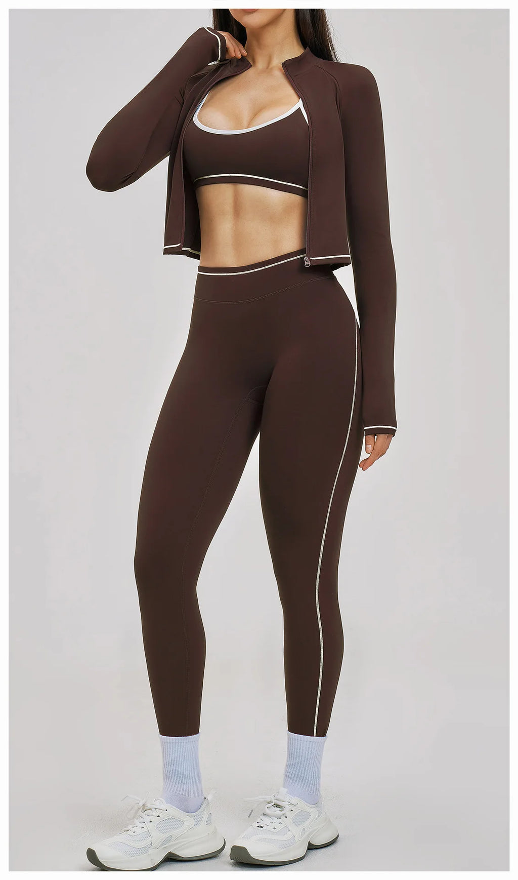 3PCS Yoga Suit Women Tracksuit Sports Outfits Gym Set Running Workout Clothes Long Sleeve Sports Bra Athletic Wear Yoga Clothing