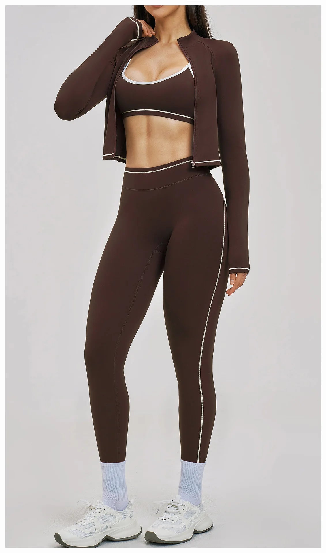 3PCS Yoga Suit Women Tracksuit Sports Outfits Gym Set Running Workout Clothes Long Sleeve Sports Bra Athletic Wear Yoga Clothing