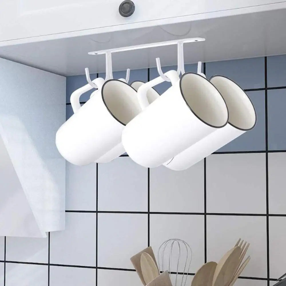 1pc Mug Rack Under Cabinet Coffee Cup Holder Mugs Cups Drying Hook Kitchen Closet Under Shelf Hanging Organizer Hook