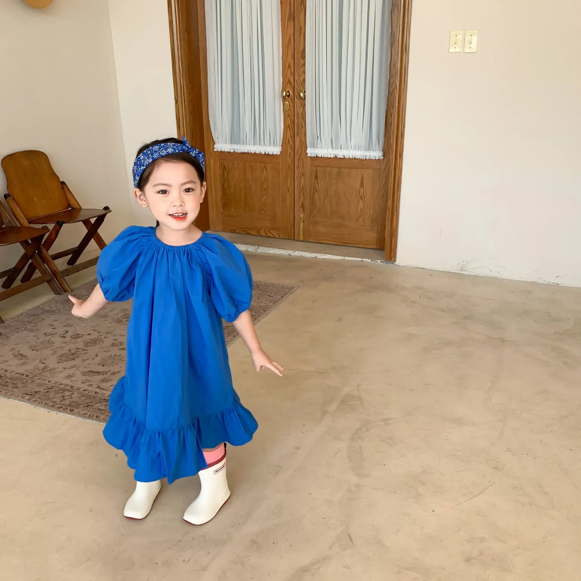 Girls Fashion Pink Princess Dress Kids Summer Puff Sleeve Casual Dresses Children Korean Style Mesh Clothing Gift Lolita Dress
