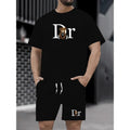 Hot selling summer new men's casual sports suit fashionable teddy bear printed T-shirt shorts 2-piece set summer men's clothing