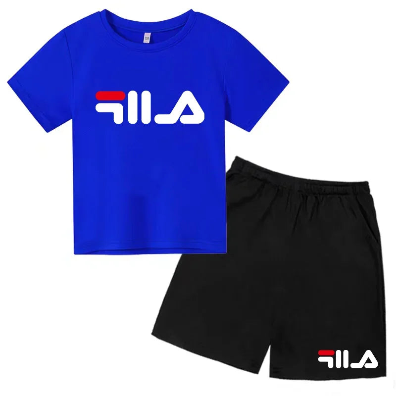 Children's Clothing T-shirt Set Fashion Printing Sports Leisure Summer Wear 3-12 Year Old Toddler Size Boys and Girls Gift