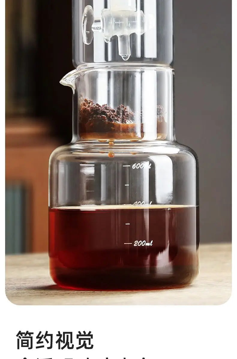 600ml Ice Dripper Coffee Maker Adjustable Water Flow Borosilicate Glass Cold Brew Tower Slow Drip Technology Portable