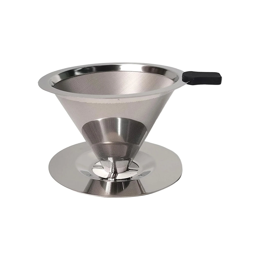 V60 Stainless Steel Coffee Filter Cone Double Layer Paperless Design 304 Material for Pour Over Brewing Large Capacity