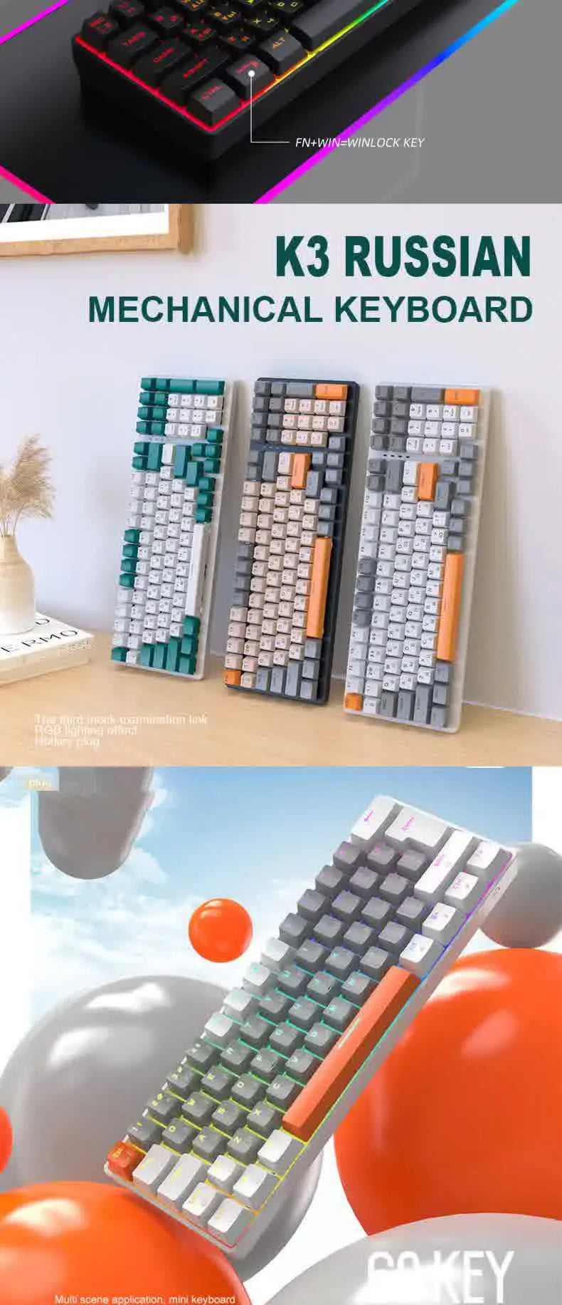 Carpbaba K500 104 Key USB Wired Gaming Keyboard Color Backlit Mechanical Hand Feel Keyboard for Computer Laptop PC Accessories