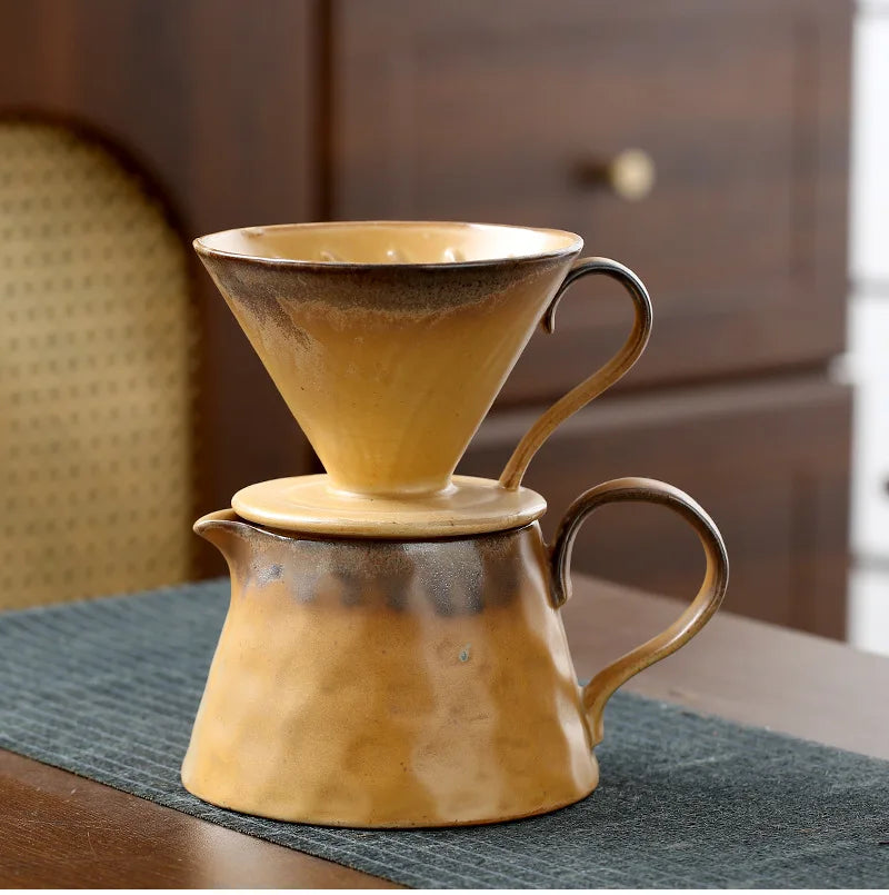 Home Ceramic Hand Drip Coffee Pot Large Sharing Jug V60 Cone Coffee Filter Brewer