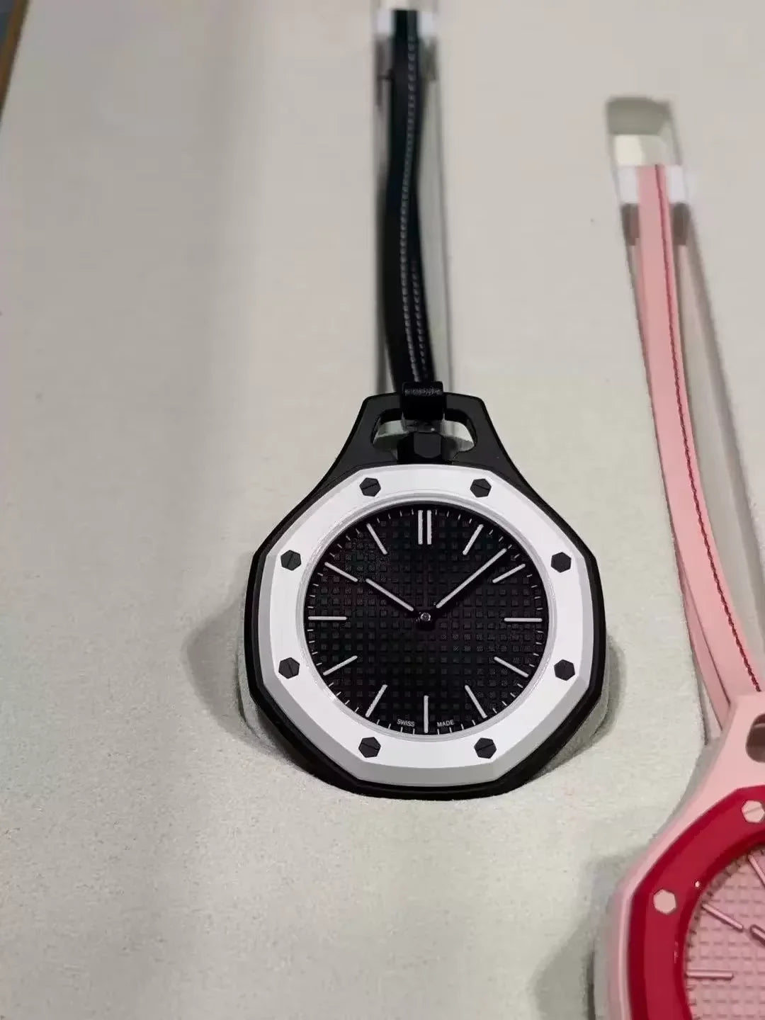 New Pocket Watch Pendant Men's and Women's Colored Candy Octagonal Quartz Movement Leather Lanyard Casual Fashion Style Gift