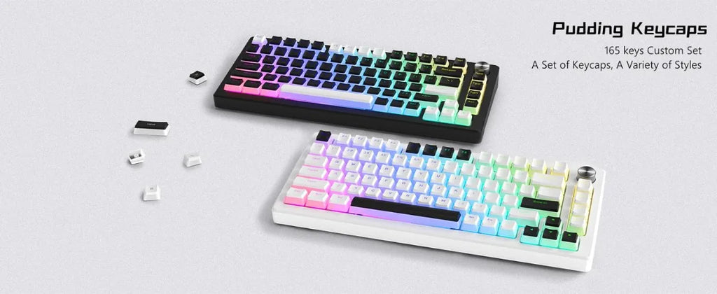 Pudding Keycaps, PBT Shine Through Keycaps 130 Keys Set OEM Profile, for 100%, 75%, 65%, 60% Keyboard for Mechanical Keyboard