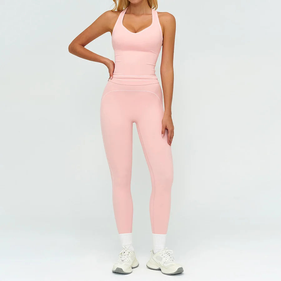 Yoga Set 2PCS Gym Clothes Sportswear Workout Outfits Women Long Sleeve Top Tracksuits Fitness Sports Bra Running Shorts Leggings