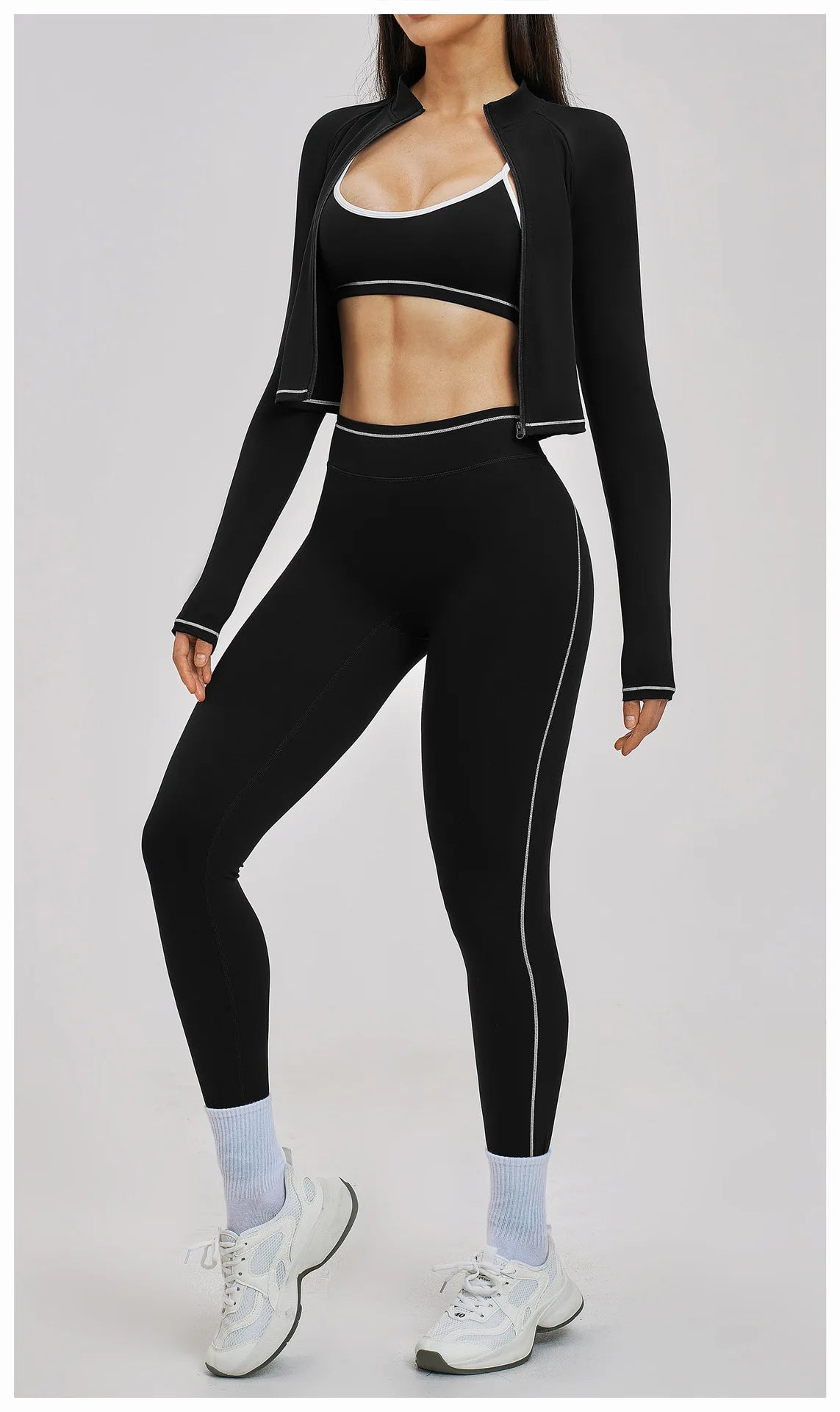 3PCS Yoga Suit Women Tracksuit Sports Outfits Gym Set Running Workout Clothes Long Sleeve Sports Bra Athletic Wear Yoga Clothing