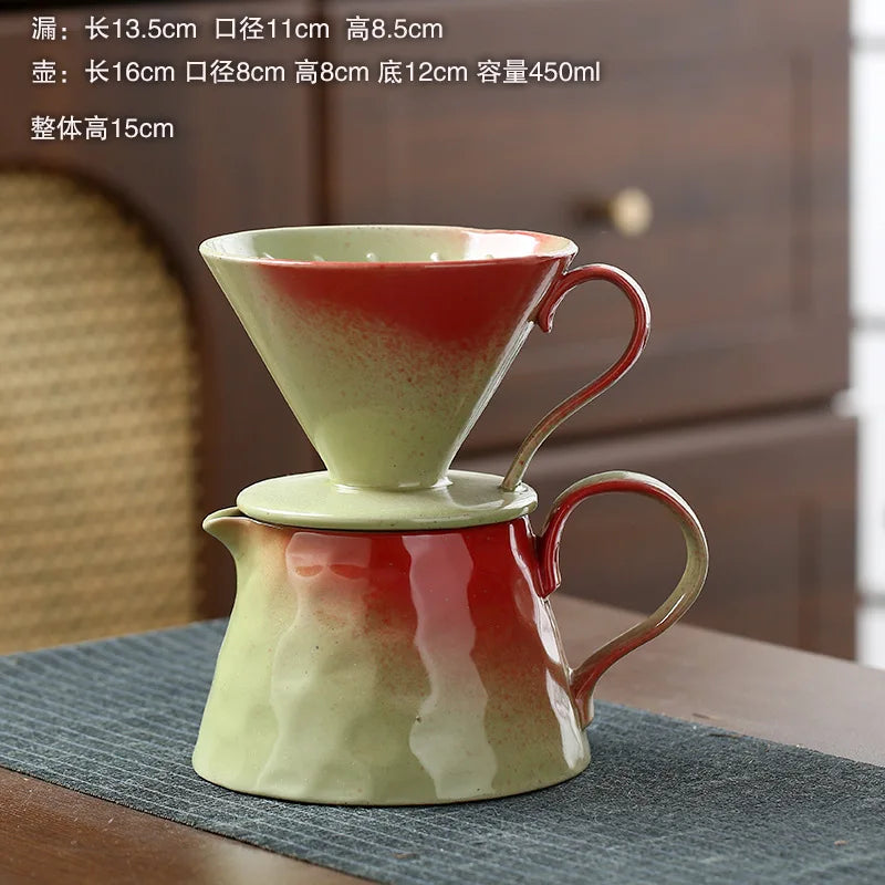 Home Ceramic Hand Drip Coffee Pot Large Sharing Jug V60 Cone Coffee Filter Brewer