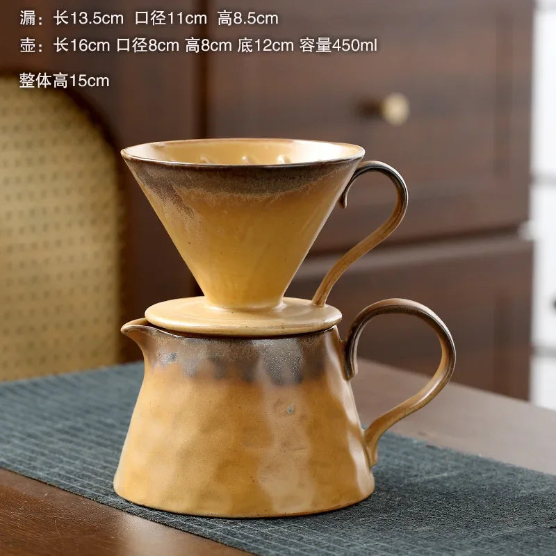 Home Ceramic Hand Drip Coffee Pot Large Sharing Jug V60 Cone Coffee Filter Brewer