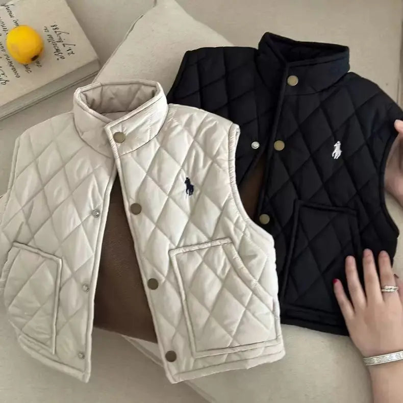 Autumn Winter Children Boys Girls Fleece Vest Solid Cotton-Padded Waistcoats Baby 2-10Y Solid Color Thicken Warm Outerwear  Kids