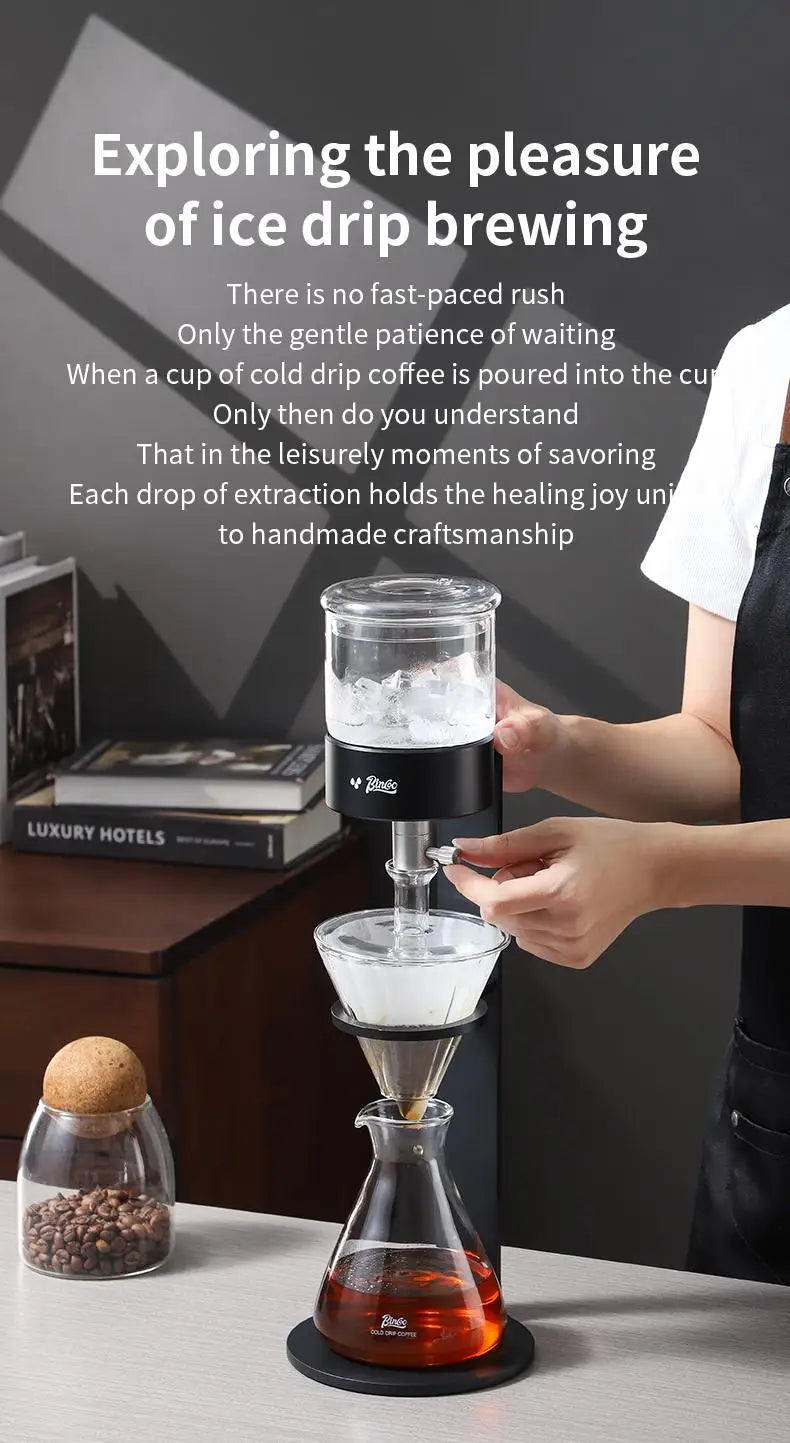 BINCOO L-Shaped Cold Brew Coffee Dripper Cold Brew Drip Coffee Maker Ice Brew Drip-Style Low-Temperature Slow-Brewed Coffee