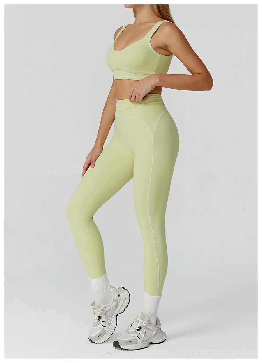 Yoga Set 2PCS Gym Clothes Sportswear Workout Outfits Women Long Sleeve Top Tracksuits Fitness Sports Bra Running Shorts Leggings