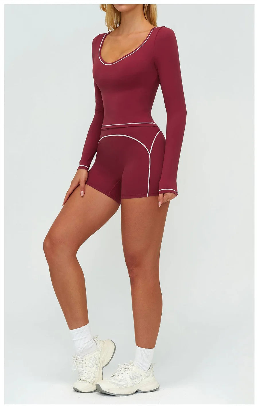 Yoga Set 2PCS Gym Clothes Sportswear Workout Outfits Women Long Sleeve Top Tracksuits Fitness Sports Bra Running Shorts Leggings