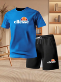 2026 Summer New Men's Fashion Outdoor Sports Set Printed Short Sleeve T-shirt+Shorts Loose Home Leisure Two Piece Set
