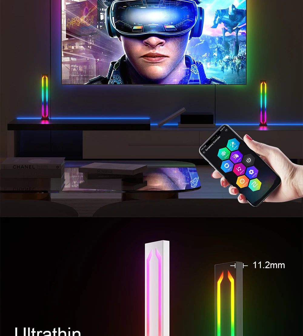 Smart Slim RGB Mood Light, Desktop Gaming Light, 16 Million Colors, 286 Scenes and 3 Synced Music Modes for Living Room