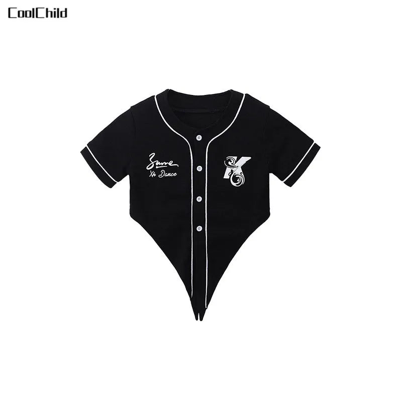 Hip Hop Girls Crop T-shirt Loose Pants Kids Street Dance Baseball Jacket Child Streetwear Jazz Clothes Sets Teen Fashion Costume