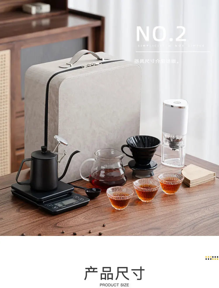 New V60 Travel Hand Brew Coffee Electric Bean Grinder Gift Box Set Stainless Steel Coffee Suitable for Pot Household Storage