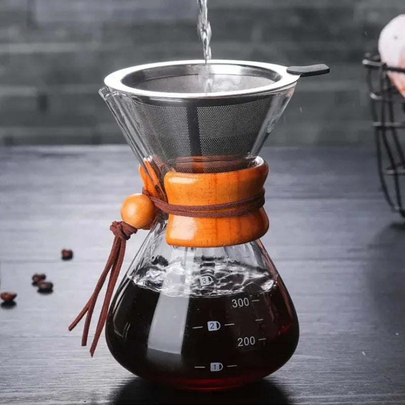 Hand Brewed Coffee Sharing Pot Filter Screen Glass Coffee Filter Cup Coffee Pot Set Drip Small Household Glass Pot 400-800ml