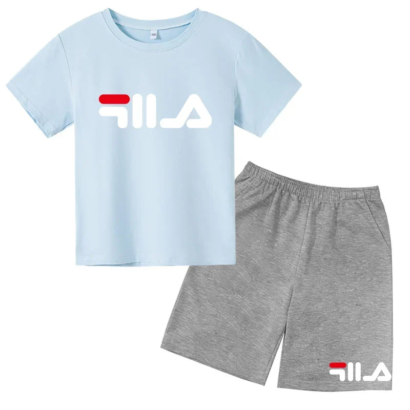 Children's Clothing T-shirt Set Fashion Printing Sports Leisure Summer Wear 3-12 Year Old Toddler Size Boys and Girls Gift