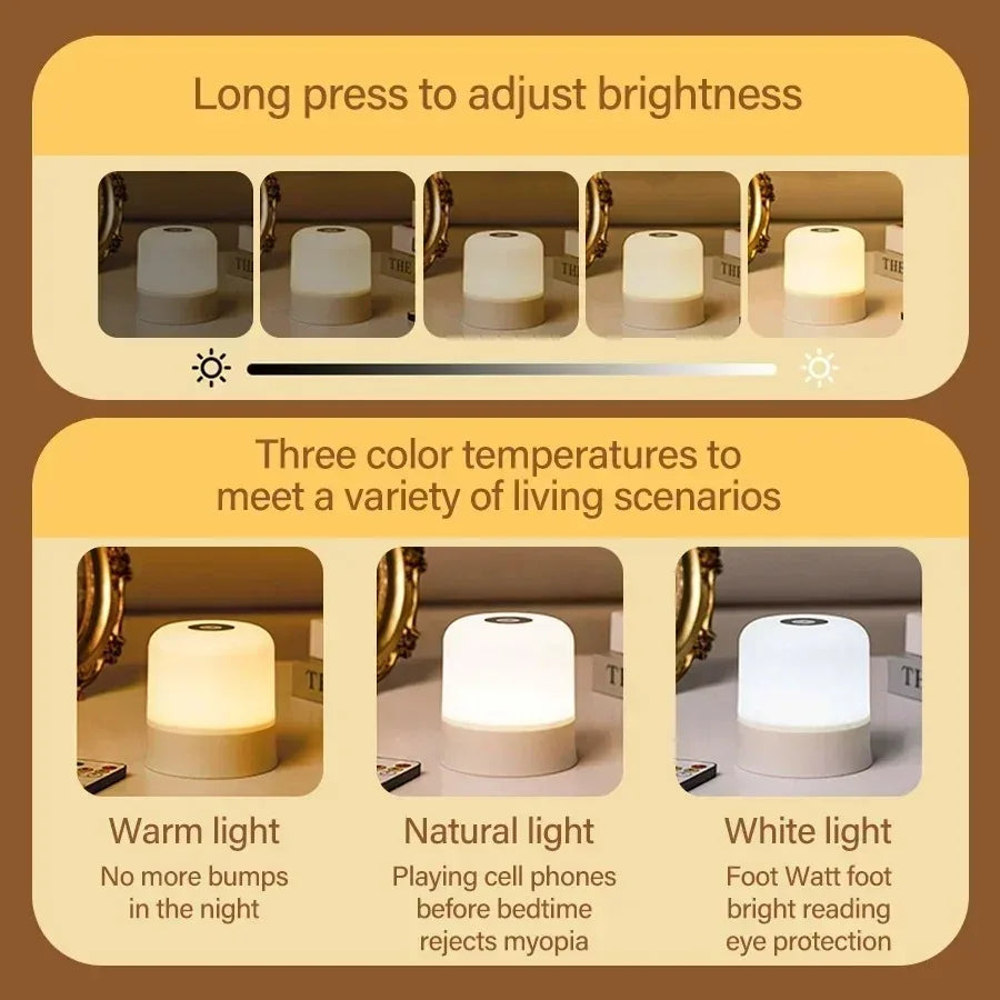 GGbingo Touch Night Light Rechargeable Remote Control Night Light RGB Dimmable Table Lamp Ambient Light for Bedroom Living Room