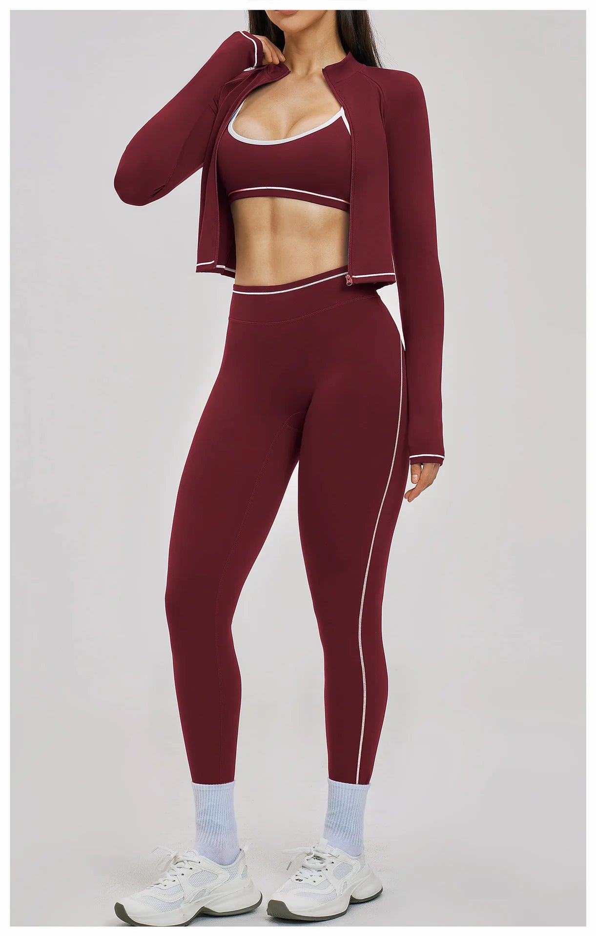 3PCS Yoga Suit Women Tracksuit Sports Outfits Gym Set Running Workout Clothes Long Sleeve Sports Bra Athletic Wear Yoga Clothing
