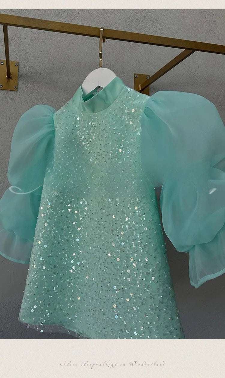Teen Girl Clothes 2025 New Glitter Kids Girls Princess Gown Piano Recital Sweet Party Outfit Toddler Formal Wear Costume Vestido