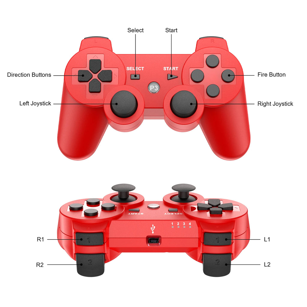 Game Controller For Playstation 3 PS3 Consoles PC/Android TVs /Game Boxe,W/Upcraded Joysticks 6-aix Gryo Dual Vibration Gamepads