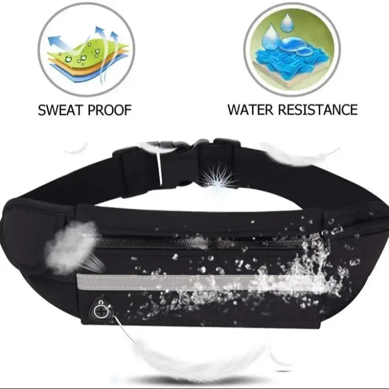 Unisex adjustable sports waist bag for men and women, suitable for running and hiking, waterproof waist bag, mobile wallet, key