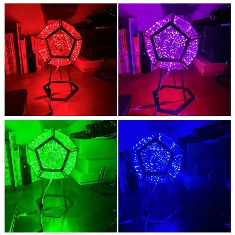 Infinity Dodecahedron Gaming Light 3D Cube Light Desk Cool RGBW Led Table Lamp for Bedroom Gaming Room Decor Led Night Lights