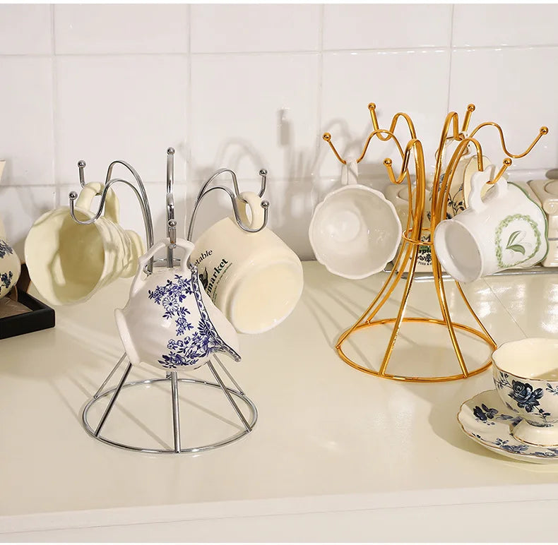 Home Desktop Flat Six Cup Iron Frame, Kitchen Inverted Water Cup Storage Rack, Restaurant Coffee Cup Storage And Drainage Rack