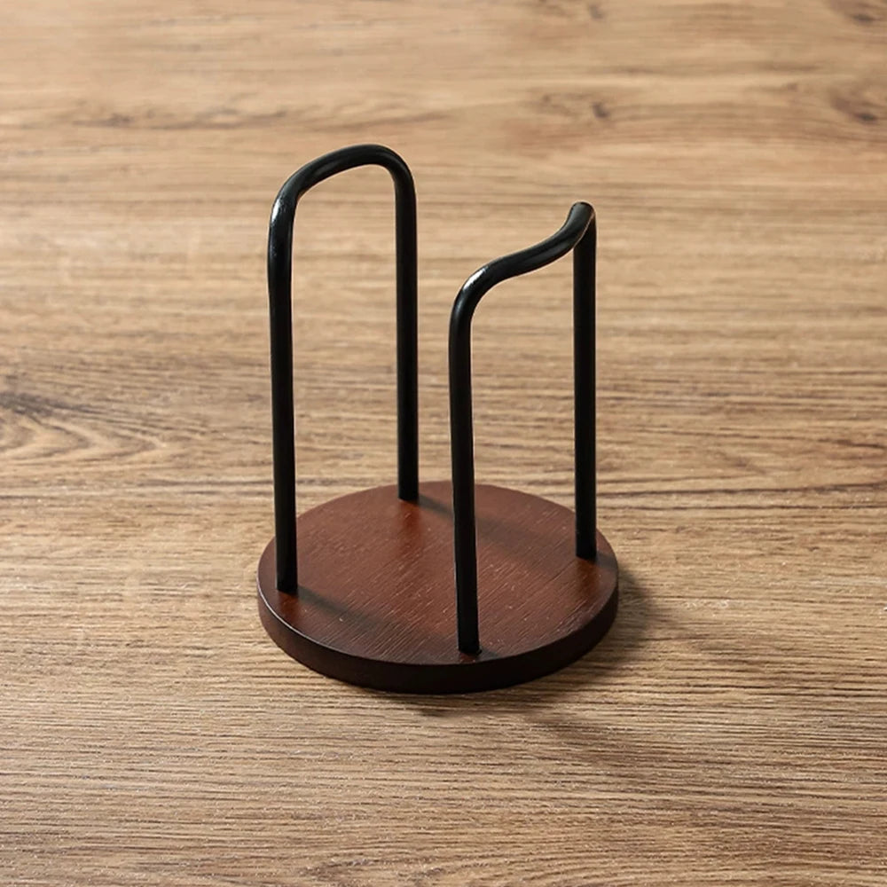 Wooden Disposable Cup Dispenser with Long Stick Tea Water Cup Storage Holder Rack Shelf Mug Display Stand Organizer for Home