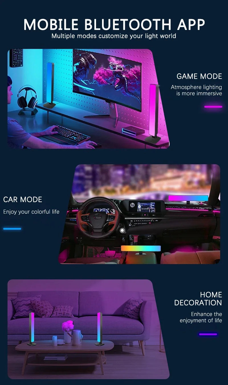 Smart RGB Esports Light Wifi Tuya Music Rhythm Sound Pickup Car Atmosphere Light Festival Gaming Room Desktop Decor Lamp