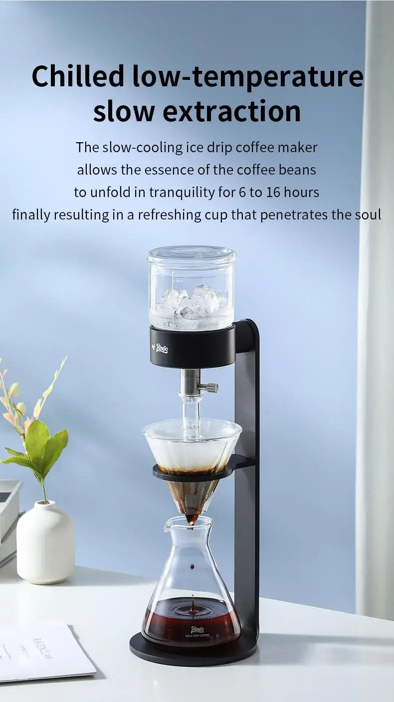 BINCOO L-Shaped Cold Brew Coffee Dripper Cold Brew Drip Coffee Maker Ice Brew Drip-Style Low-Temperature Slow-Brewed Coffee