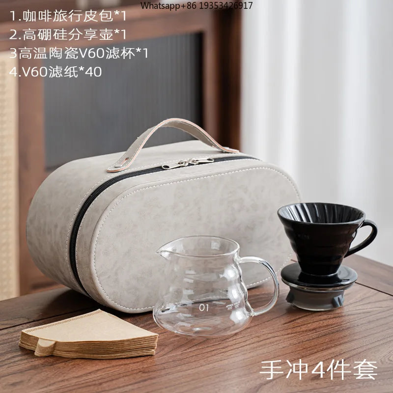 New V60 Travel Hand Brew Coffee Electric Bean Grinder Gift Box Set Stainless Steel Coffee Suitable for Pot Household Storage
