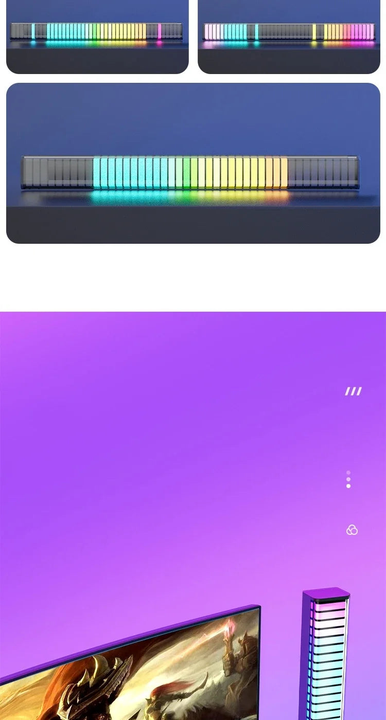 Smart RGB Sound Control Lights 3D Double Sided Pickup LED Lights Rhythm Ambient LAMP APP Control For Car Gaming Desktop Lights