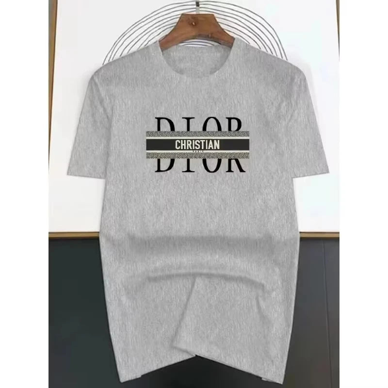 New Summer Men's Fashion Short-sleeved Basic Minimalist Style Printed Pattern Pure Cotton T-shirt Women's Casual Premium Tee Top