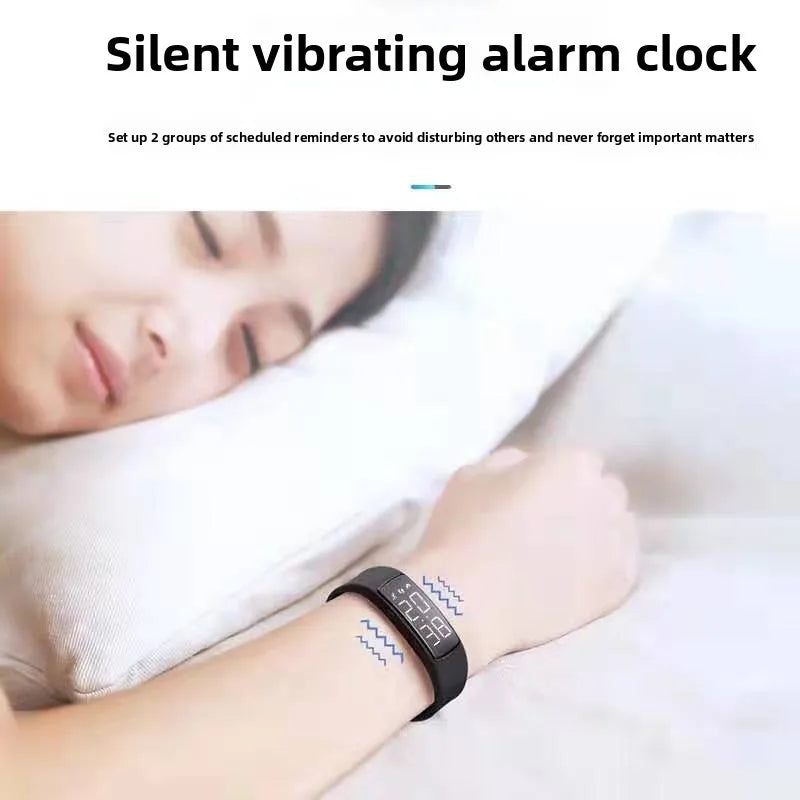 Sports smart bracelet with vibration alarm clock, running pedometer bracelet for male and female students