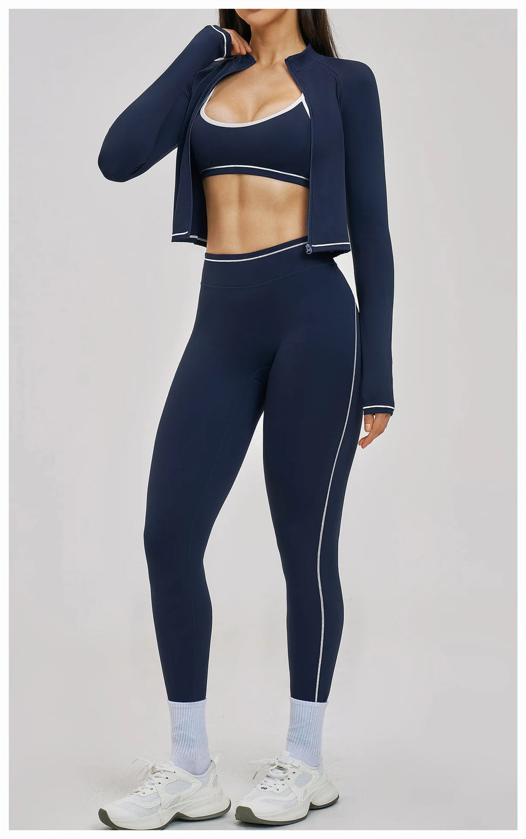 3PCS Yoga Suit Women Tracksuit Sports Outfits Gym Set Running Workout Clothes Long Sleeve Sports Bra Athletic Wear Yoga Clothing