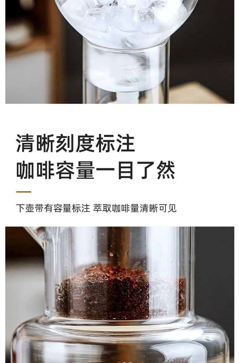 600ml Ice Dripper Coffee Maker Adjustable Water Flow Borosilicate Glass Cold Brew Tower Slow Drip Technology Portable