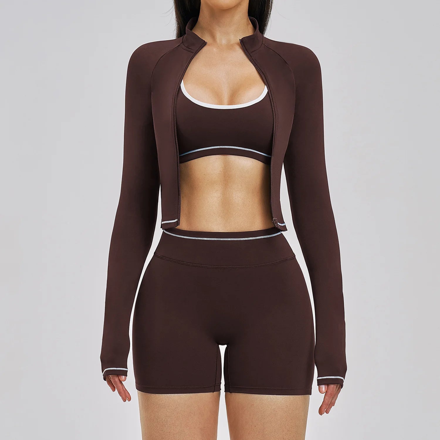 3PCS Yoga Suit Women Tracksuit Sports Outfits Gym Set Running Workout Clothes Long Sleeve Sports Bra Athletic Wear Yoga Clothing