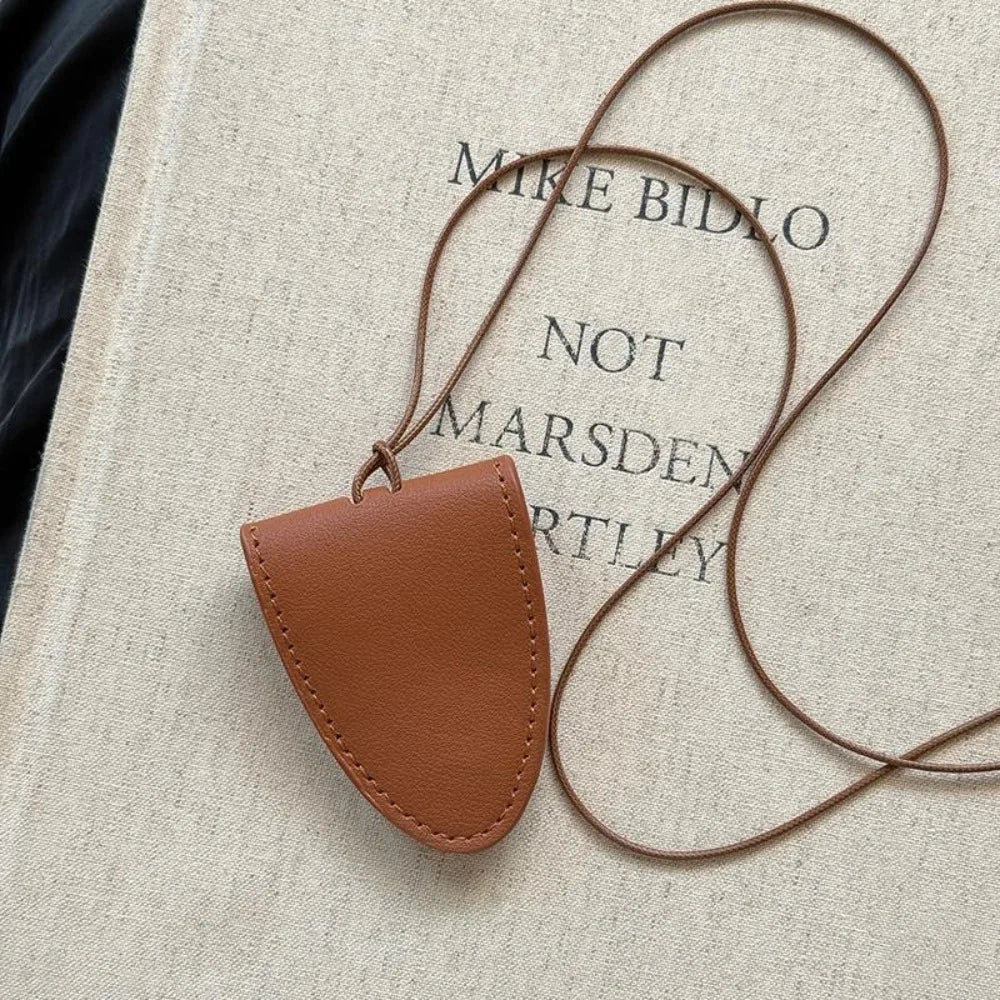 Unisex Leather Eyeglasses Storage Bag Pendant Durable Multifunction Glasses Clip Storage Hanging Rope Simple Hanging Neck Pouch