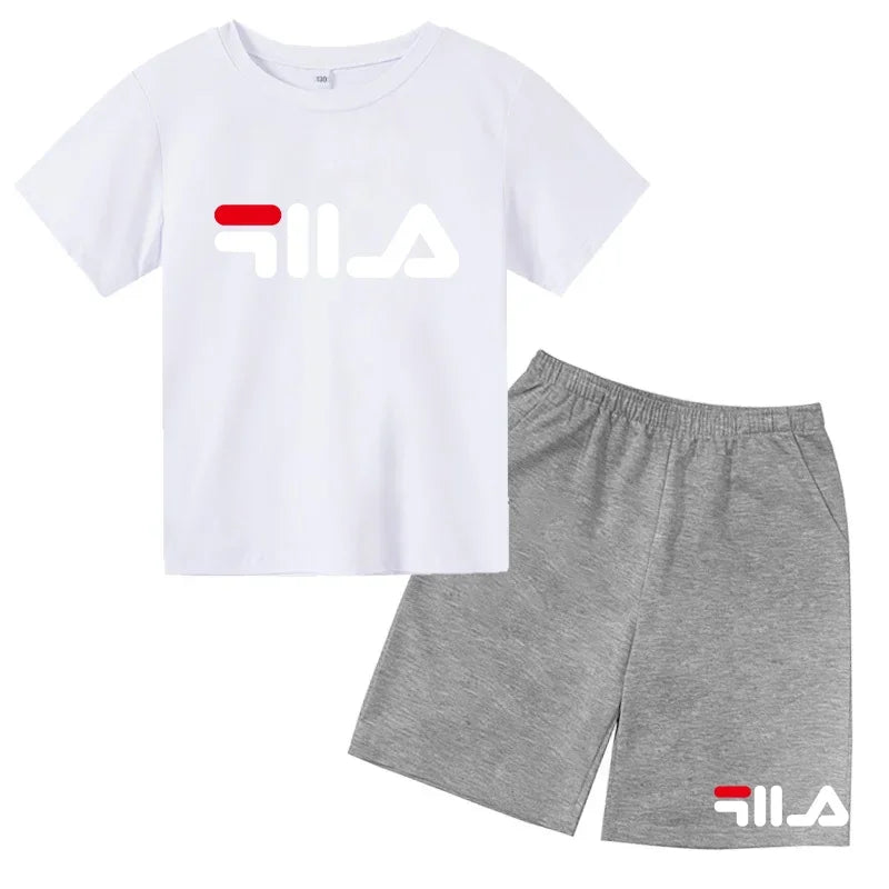 Children's Clothing T-shirt Set Fashion Printing Sports Leisure Summer Wear 3-12 Year Old Toddler Size Boys and Girls Gift